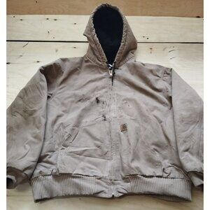 Carhartt Jacket Men 3XL Sandstone Duck Active J130 Quilted Lined Tan Distressed